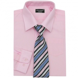 Boys Pink Formal Shirt & Tie Box Set